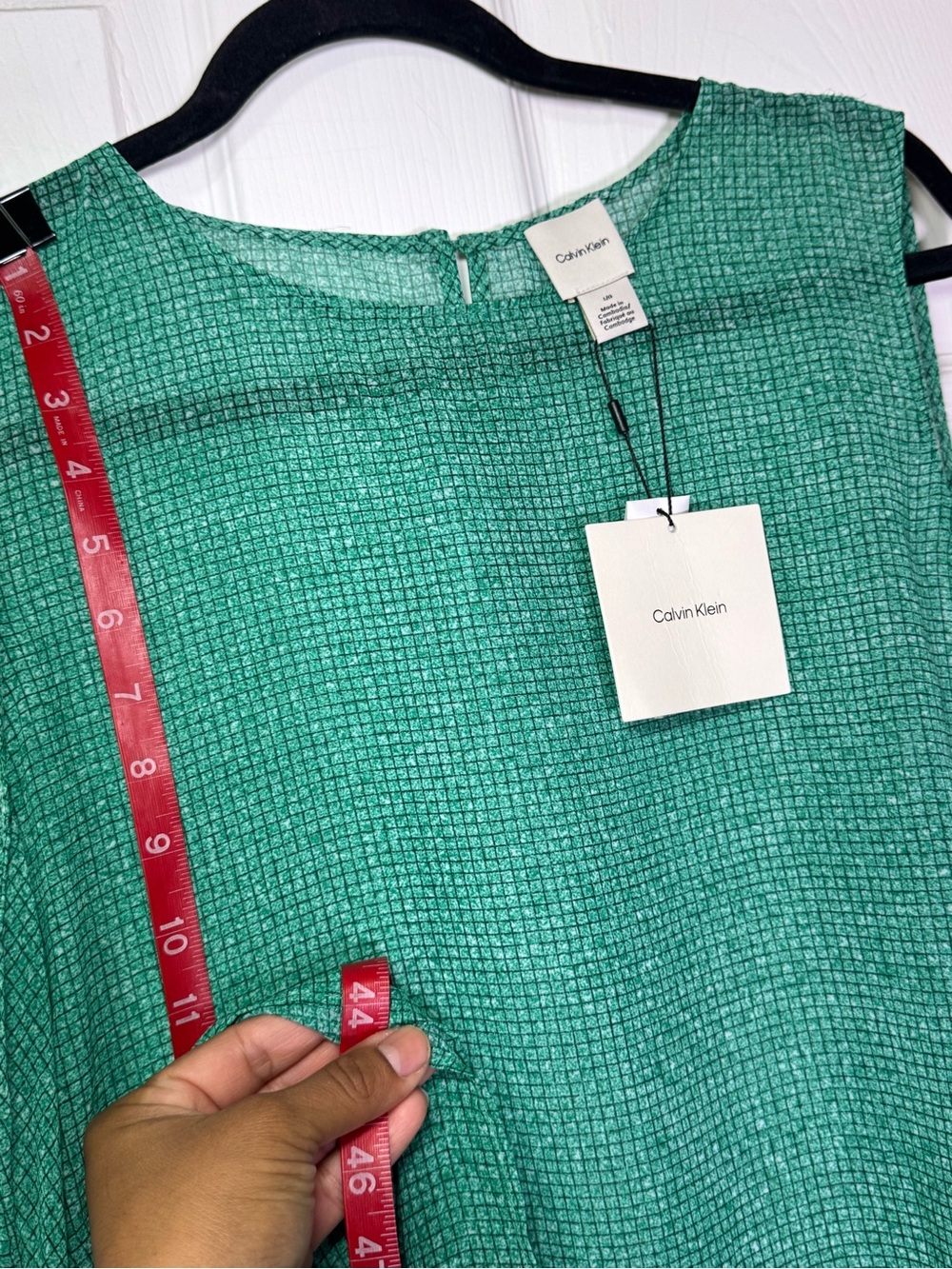 Calvin Klein Sleeveless Emerald Green Tie-Waist Midi Dress - Picture 5 of 6